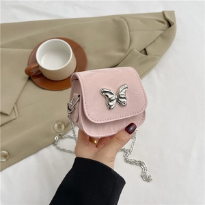 Mini Borsa A Tracolla Da Donna In Pelle PU Con Fibbia A Farfalla In Metallo E Tracolla A Catena Borsa Per Rossetto