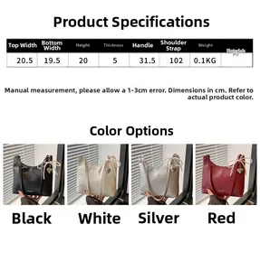 Guide des tailles du sac seau en cuir PU avec dimensions de 20cm et coloris variés