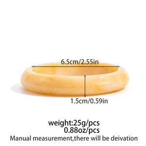 Detail view of cream marble resin bangle with dimensions 6.5cm inner diameter and 1.5cm width