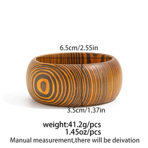 Dettaglio delle dimensioni del bracciale in legno con diametro 6,5 cm e altezza 3,5 cm