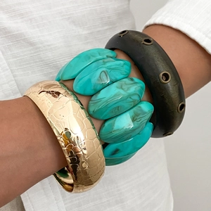 Bracciali Impilabili Bohémien Lega Polsino Texture Coccodrillo Resina Finto Marmo Braccialetto Elastico Gioielli Vintage Donne