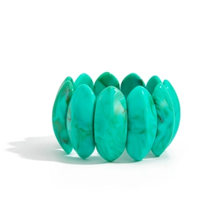 Bracciale elastico da donna con perle in resina a motivo marmo turchese irregolare