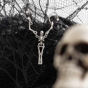 Orecchini gotici a scheletro in argento con ciondolo teschio per stile Halloween