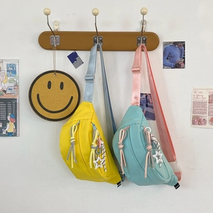 Große Kapazität Nylon-Hüfttasche in Gelb und Blau für Freizeit und Streetwear-Stil