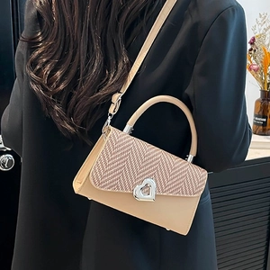 Borsa a Spalla da Donna in Pelle PU con Patchwork Intrecciato Chiusura a Cuore Elegante Borsa a Tracolla per il Pendolarismo Quotidiano