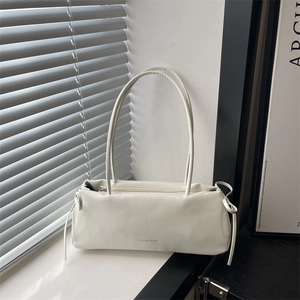 Borsa Baguette Minimalista Donna Pelle PU Lucida Dettaglio Fiocco Laterale Sottili Doppie Spalline Borsa Versatile
