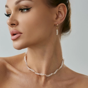 Set collana e orecchini in cristallo intrecciato placcato oro 18K per donna