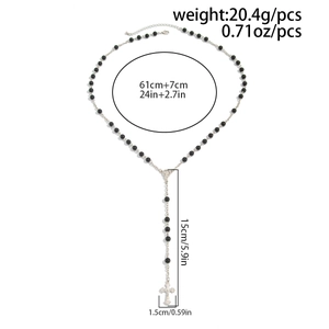 Detailed size and weight guide for gothic black bead cross pendant necklace