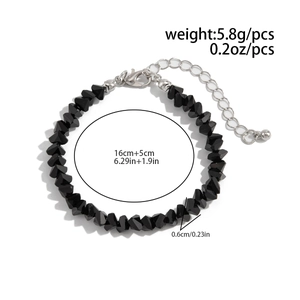 Dettaglio bracciale con perline nere sfaccettate, lunghezza 16cm con estensione 5cm