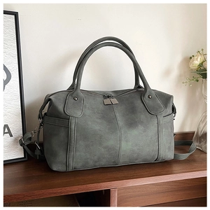 Borsa a mano Boston retrò verde muschio in pelle sintetica con tracolla regolabile
