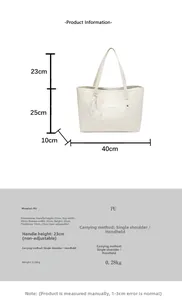 Tabella taglie dettagliata per borsa in PU bianco con fiocco in pizzo e dimensioni 40x25x10cm