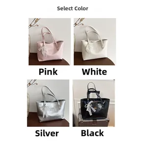 Scelta colori per borse in vernice con fiocco di pizzo in rosa bianco argento e nero