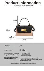 Tabella taglie borsa in pelle PU con dimensioni 20x12x5cm e specifiche tecniche dettagliate