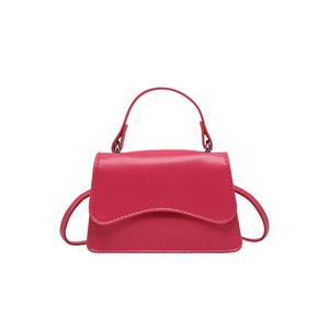 Chic magenta crossbody small square bag with wavy flap and structured top handle