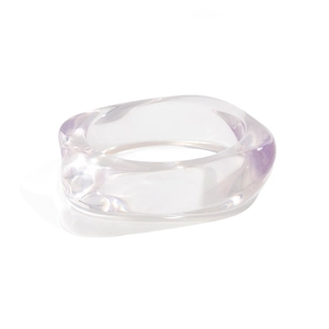 Minimalist transparent light purple resin ring with chunky irregular geometric shape