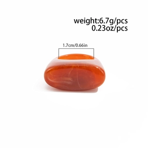Detail view of red resin ring with dimension specs and inner diameter measurements