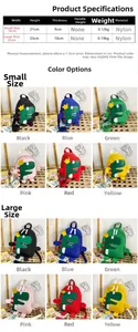 Confronto taglie e opzioni di colore per lo zainetto da bambino a forma di dinosauro