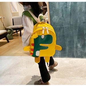 Zainetto bimbo giallo con dinosauro verde e creste 3D per asilo e tempo libero