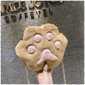 Simpatica Borsa A Tracolla In Peluche A Forma Di Zampa Di Orso Borsa A Spalla In Pelliccia Sintetica Con Catena In Metallo