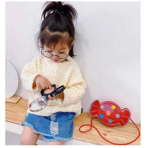 Petit sac bandoulière rouge pour enfant en forme de bonbon avec paillettes colorées