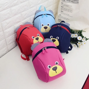 Toddler Kids Cartoon Bear Backpack With Anti-Lost Strap Canvas Nylon School Bag For Boys Girls Kindergarten Pre-School