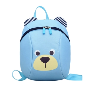 Light blue cartoon bear toddler backpack with striped ears for kindergarten kids