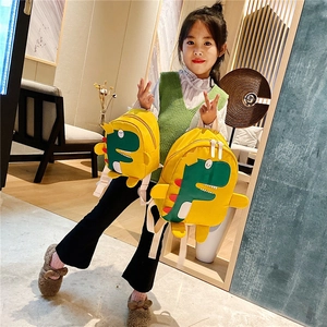 Set di zaini gialli per bambini con motivo a dinosauro verde per bimbi e bimbe piccoli
