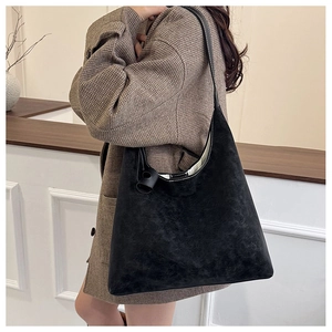 Donna grande borsa a tracolla nera minimalista hobo tote borsa pendolare inverno nuovo
