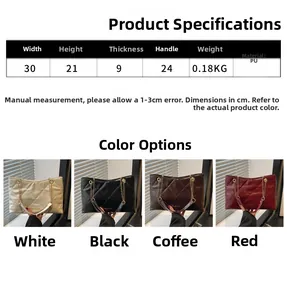 Tabella delle taglie e quattro colori per la borsa shopper in pelle trapuntata