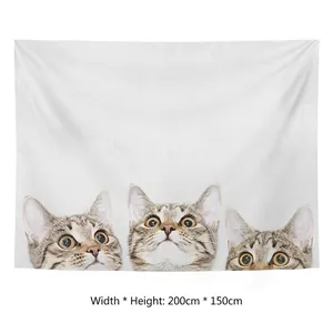 Arazzo con tre gatti soriani per decorazione parete camera, misura 200x150cm