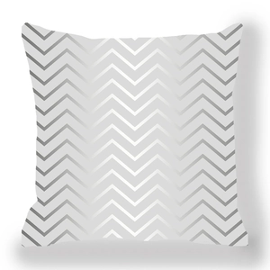 Funda de cojín cuadrada moderna con patrones de ondas de zigzag en gris y blanco suaves