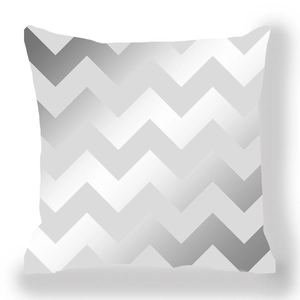 Funda de cojín cuadrada de terciopelo piel de melocotón con estampado zigzag gris