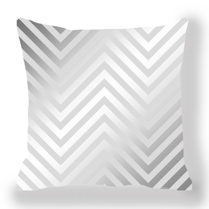 Funda de cojín cuadrada con patrón de ondas chevron gris y blanco en piel de melocotón
