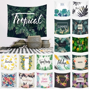 Tropical Plants Palm Leaf Tapestry Polyester Wall Hanging For Living Room Bedroom Home Decor Botanical Floral Art Blanket