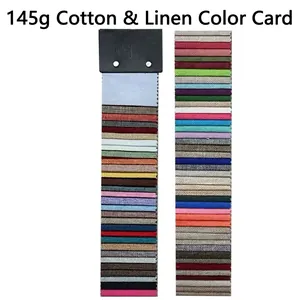 Campioni dettagliati di tessuto in cotone e lino da 145g con vari colori e texture