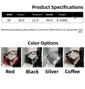 Spécifications de taille et quatre couleurs disponibles pour ce grand sac plissé fourre-tout