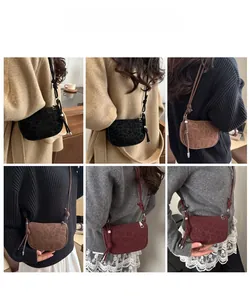 Detail shots of leopard print saddle bags in black, brown and deep red colors