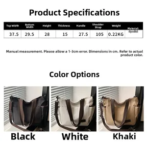 Tabella delle taglie e dimensioni per la grande borsa tote con tre opzioni di colore