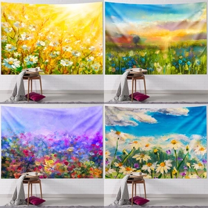Pittura a Olio Impressionista Paesaggio Floreale Arazzo Arte Nordica Decorazione da Parete per Soggiorno Camera da Letto Casa Poliestere