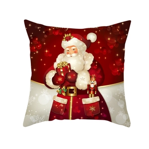 Fodera per cuscino rossa Merry Christmas con Babbo Natale e soldatino Schiaccianoci