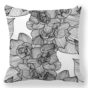 Fodera per cuscino decorativo in velluto pelle di pesca con motivo floreale minimalista