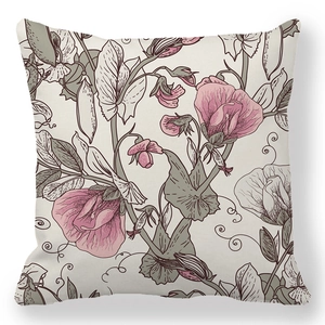 Federa vintage in pelle di pesca con stampa botanica floreale su sfondo bianco