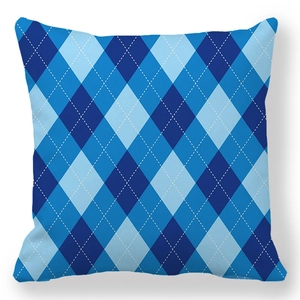 Cuscino decorativo blu con motivo a rombi in pelle di pesca per divano del soggiorno