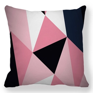 Federa per cuscino moderna in morbido peluche geometrico rosa, blu e bianco decor
