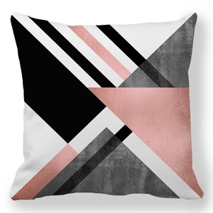 Cuscino geometrico moderno con trama a diamante in peluche nero, rosa e grigio