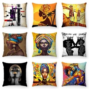 Federa Per Cuscino Decorativa Ritratto Arte Donna Africana Peluche Corto Morbido Astratto Etnico Tribale Decorazione Casa Divano