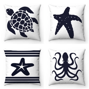 Federe Per Cuscini Nautici Oceano Peluche Corto Tartaruga Marina Stella Marina Polpo Federa Decorativa Per Soggiorno