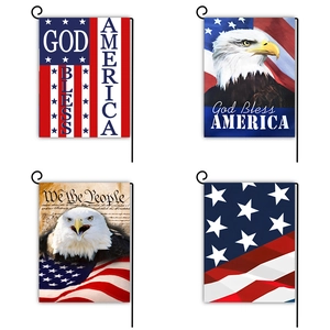Bandiera Da Giardino Patriottica Americana Lino Poliestere Con Supporto Metallico Resistente Alle Intemperie Striscione