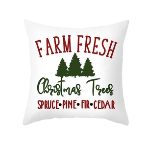 Christmas Tree Farm Fresh decorative pillowcase in white peach skin velvet fabric