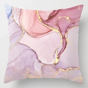 Federa per cuscino in velluto rosa con motivo astratto dorato per decoro del divano